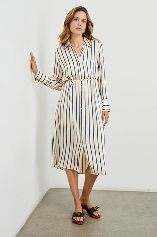 Anina Dress - Ceramic Navy Stripe