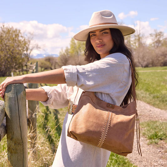 Romy Hobo in Buffed Leather - Whiskey