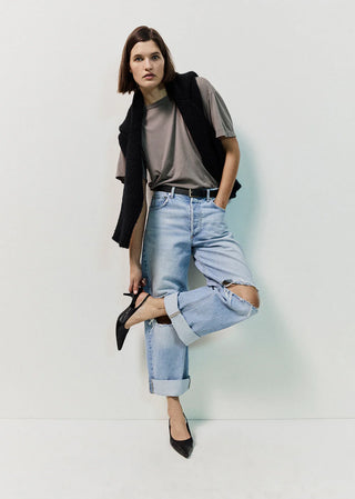 Ayla Baggy Cuffed Crop in Pagoda