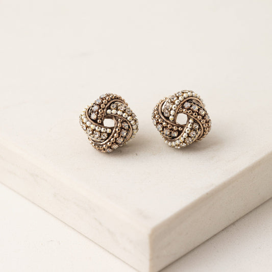 Astaire Knot Stud Earrings - White