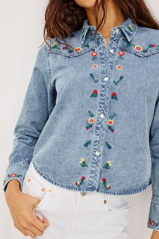 Bari in Faded Indigo Floral Embroidery