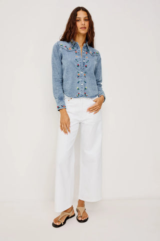 Bari in Faded Indigo Floral Embroidery