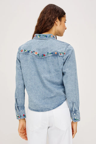 Bari in Faded Indigo Floral Embroidery