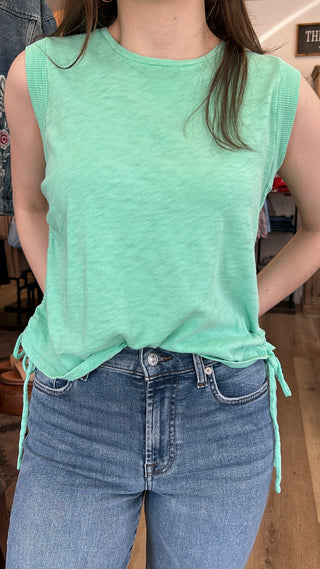 Cinch it Side Tie Crew in Spring Green