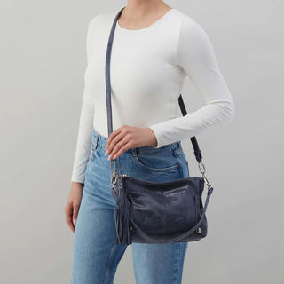 Kori Hobo in Buffed Leather - Indigo Sky