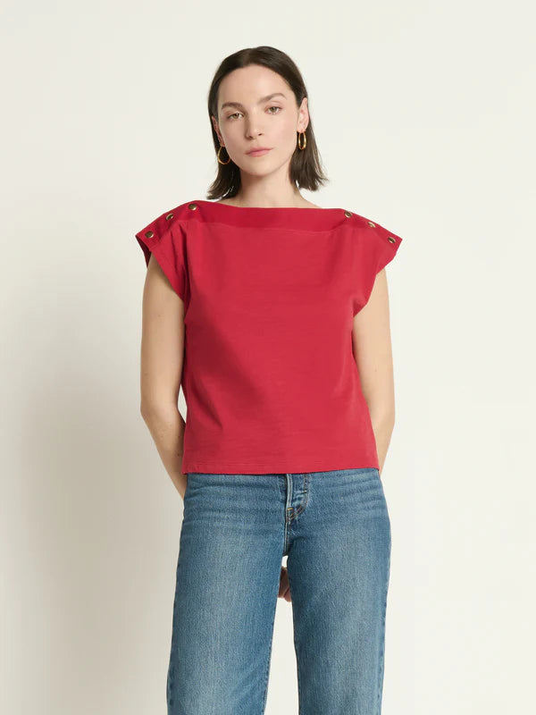 Brooks Boatneck Top in Rio Red
