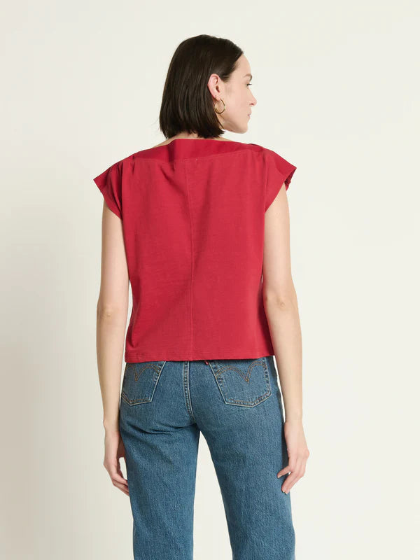 Brooks Boatneck Top in Rio Red
