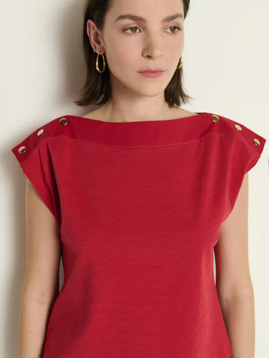 Brooks Boatneck Top in Rio Red