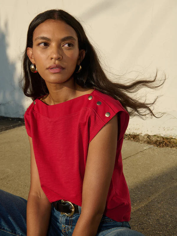 Brooks Boatneck Top in Rio Red