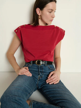 Brooks Boatneck Top in Rio Red