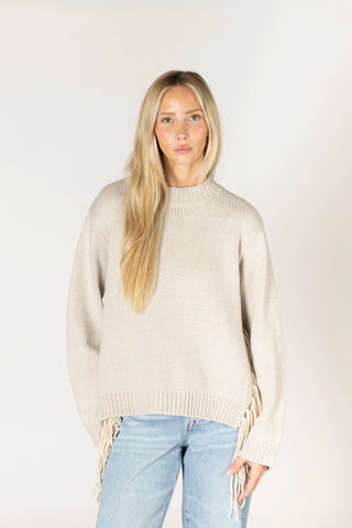 Novelty Tassel Sweater in Bone