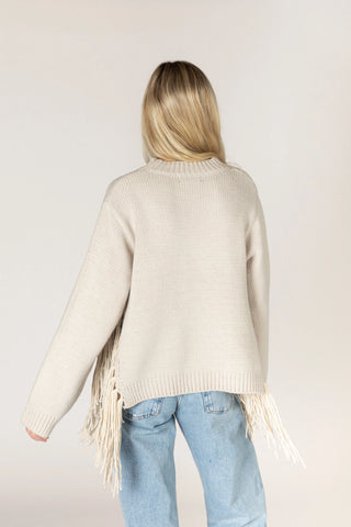 Novelty Tassel Sweater in Bone
