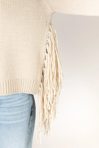 Novelty Tassel Sweater in Bone