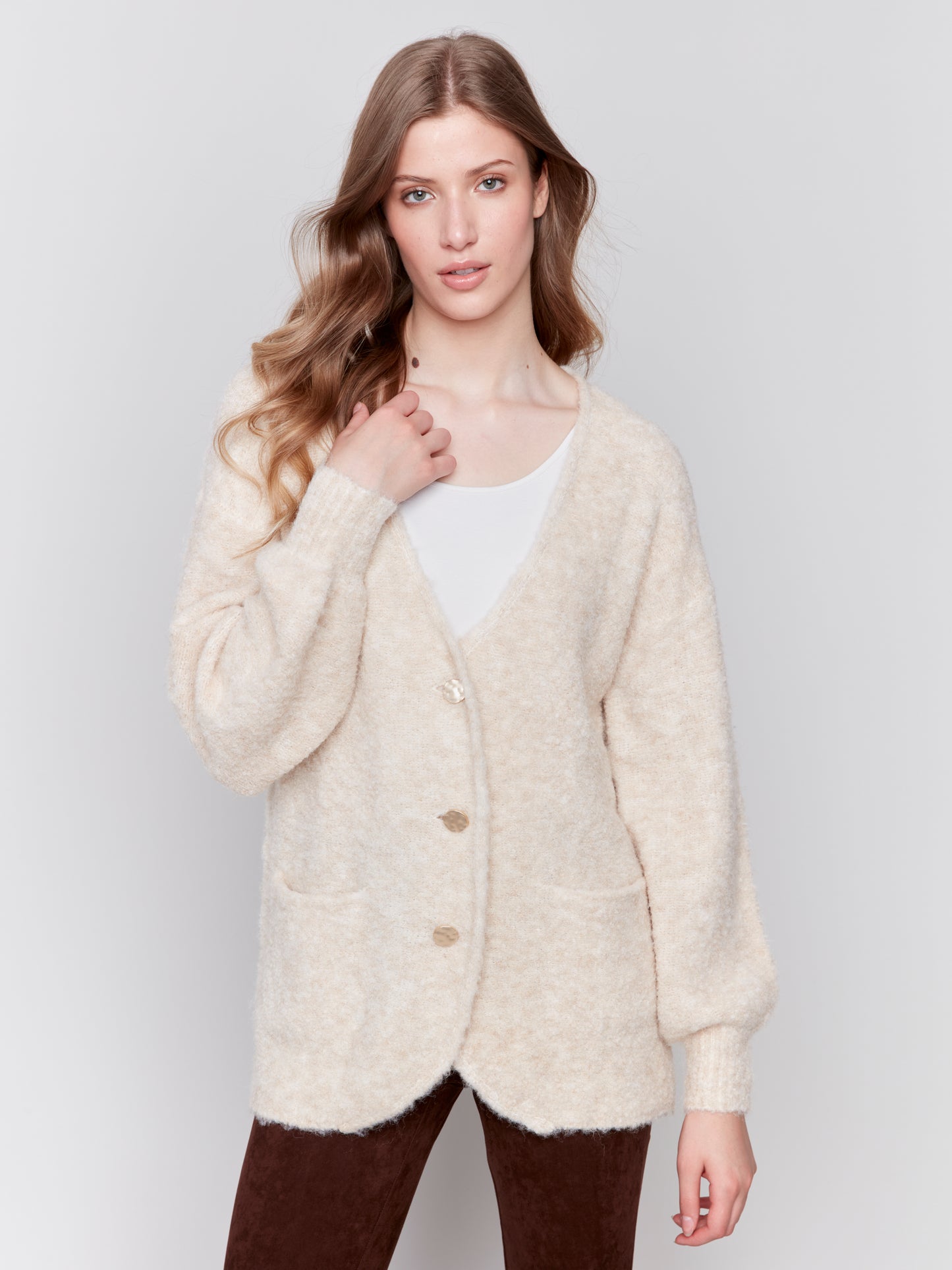 Boucle Knit Long Cardigan