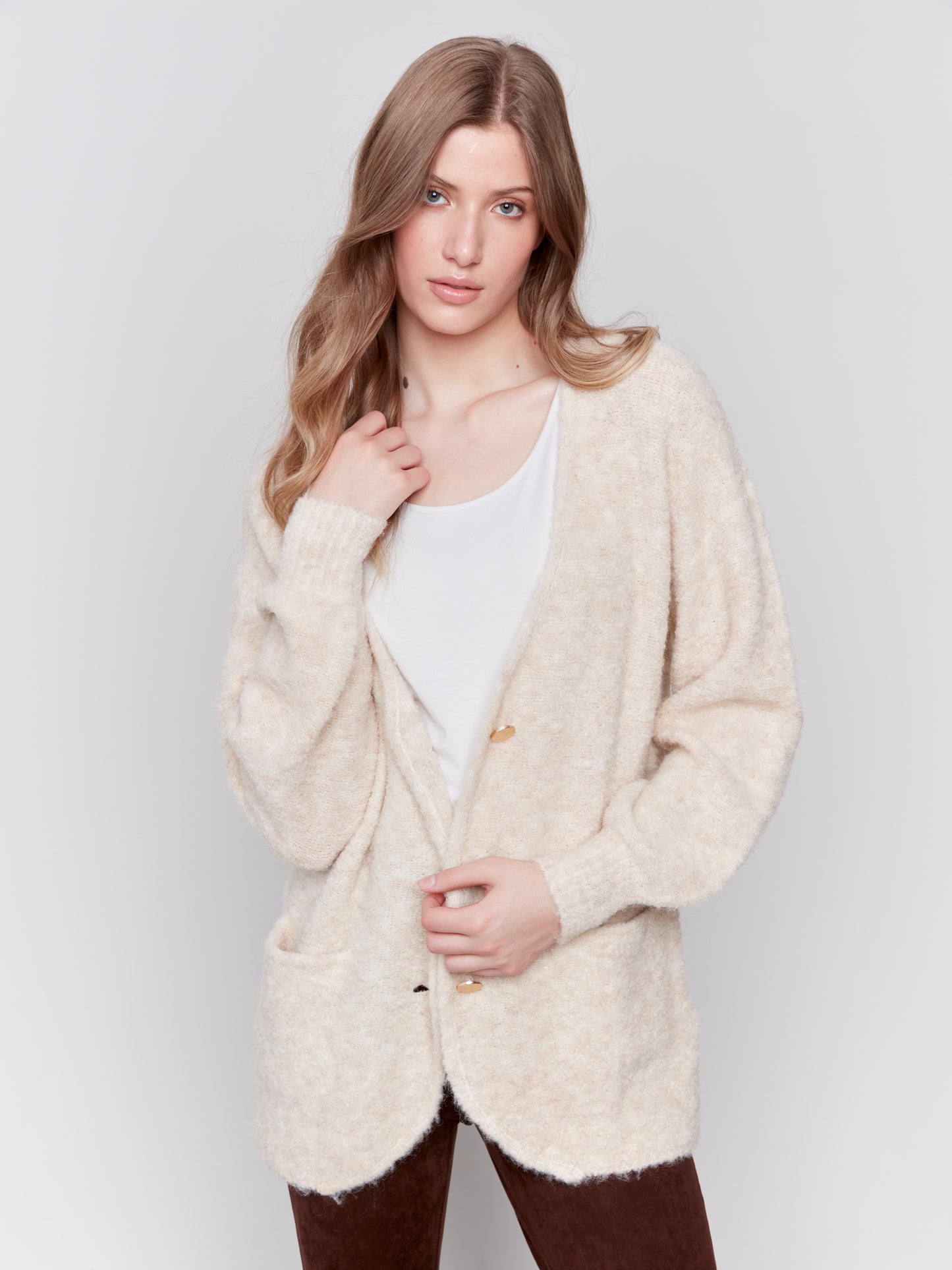 Boucle Knit Long Cardigan