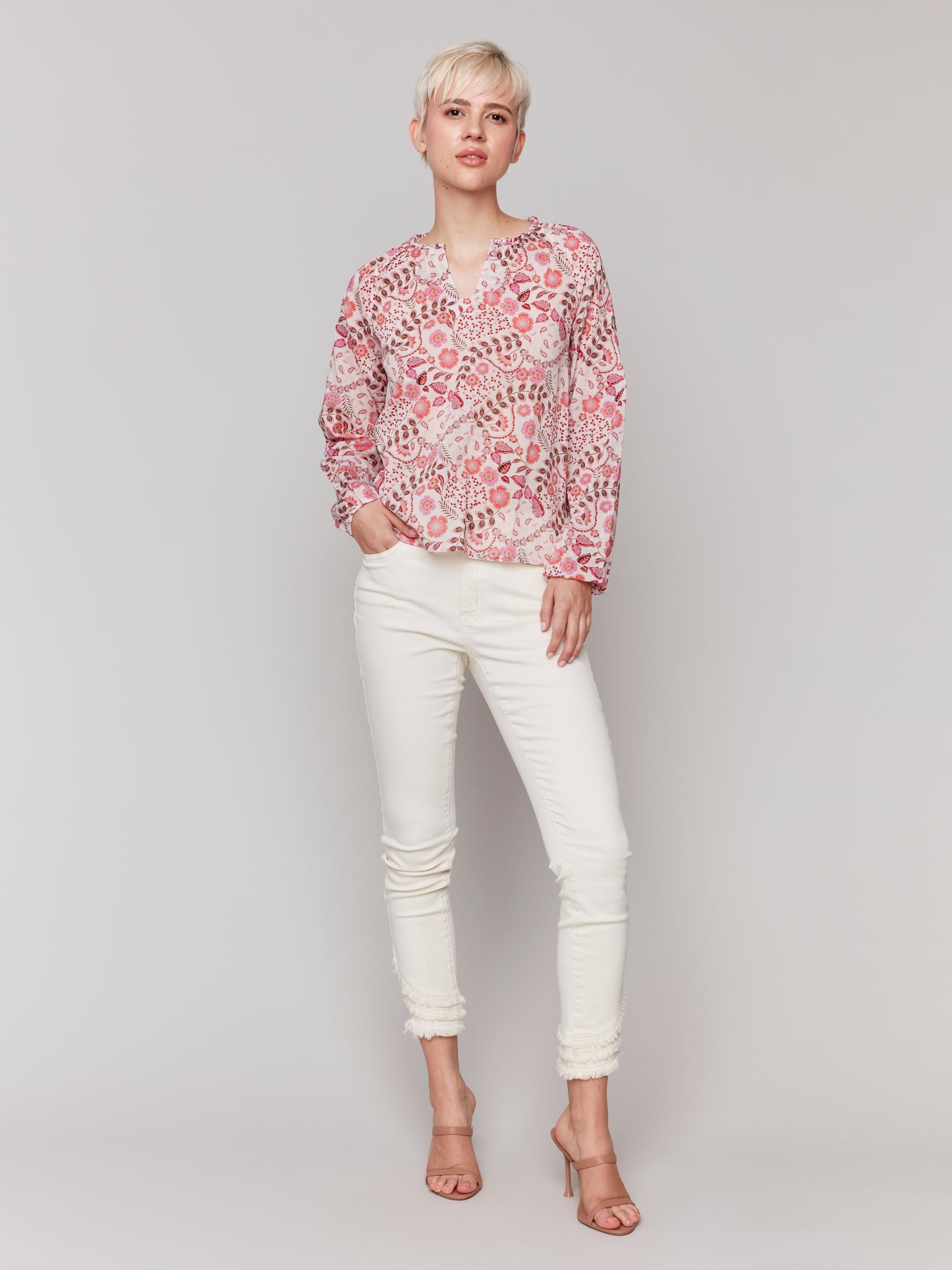 Long Sleeve Popover Blouse