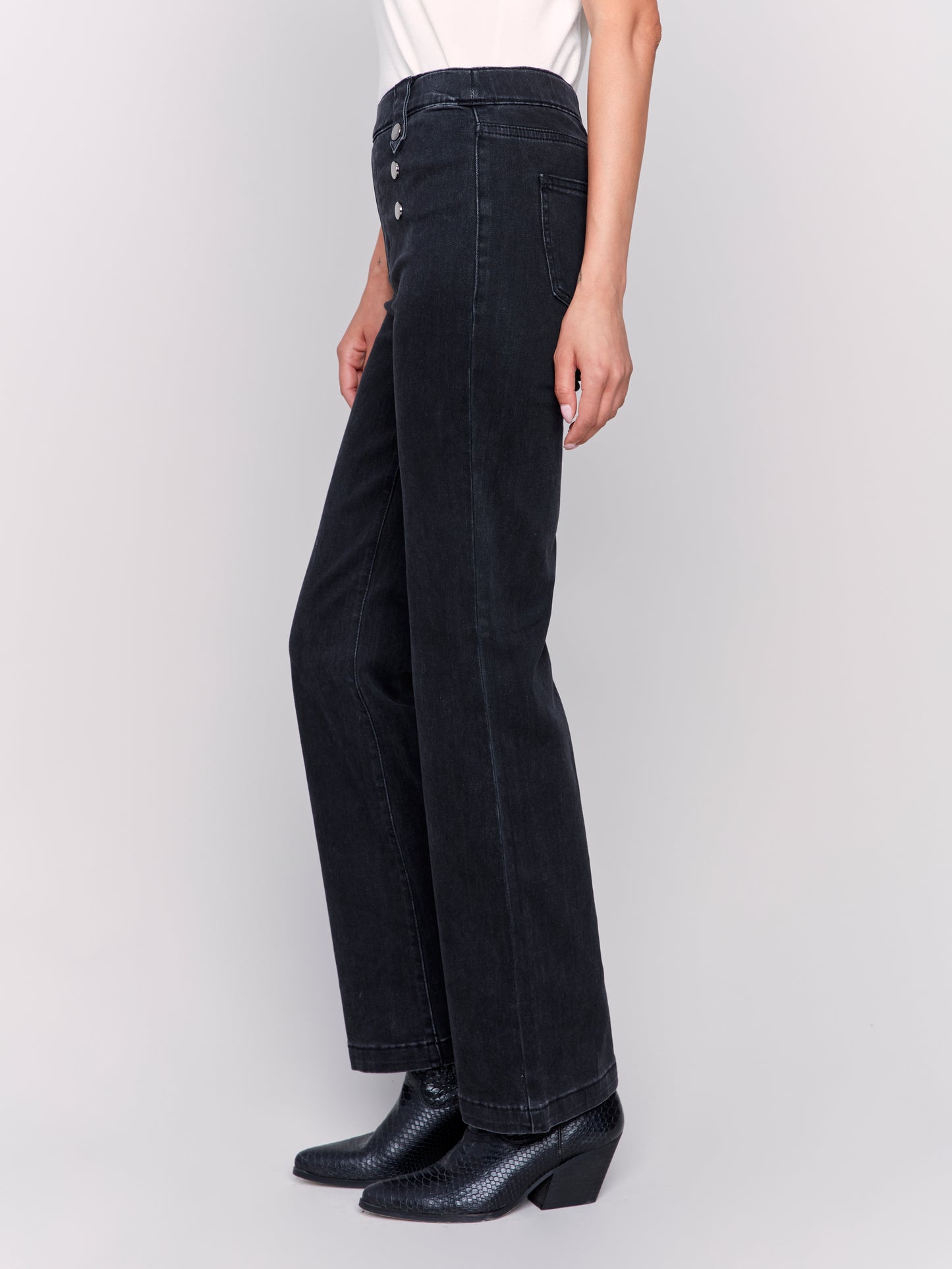 Pull on Flare Leg Pant with Front Button