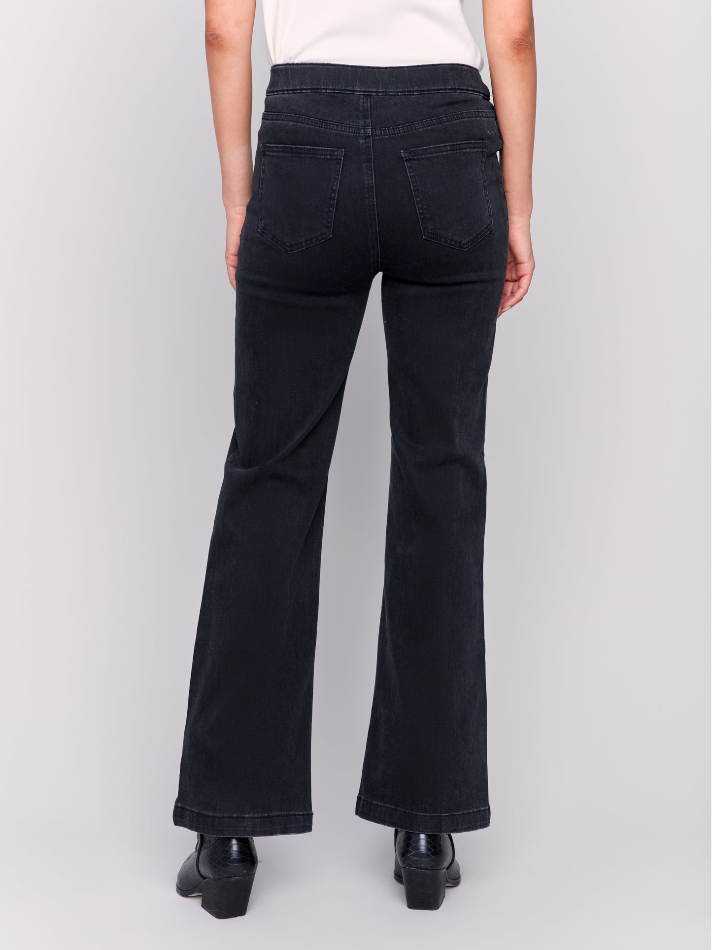 Pull on Flare Leg Pant with Front Button