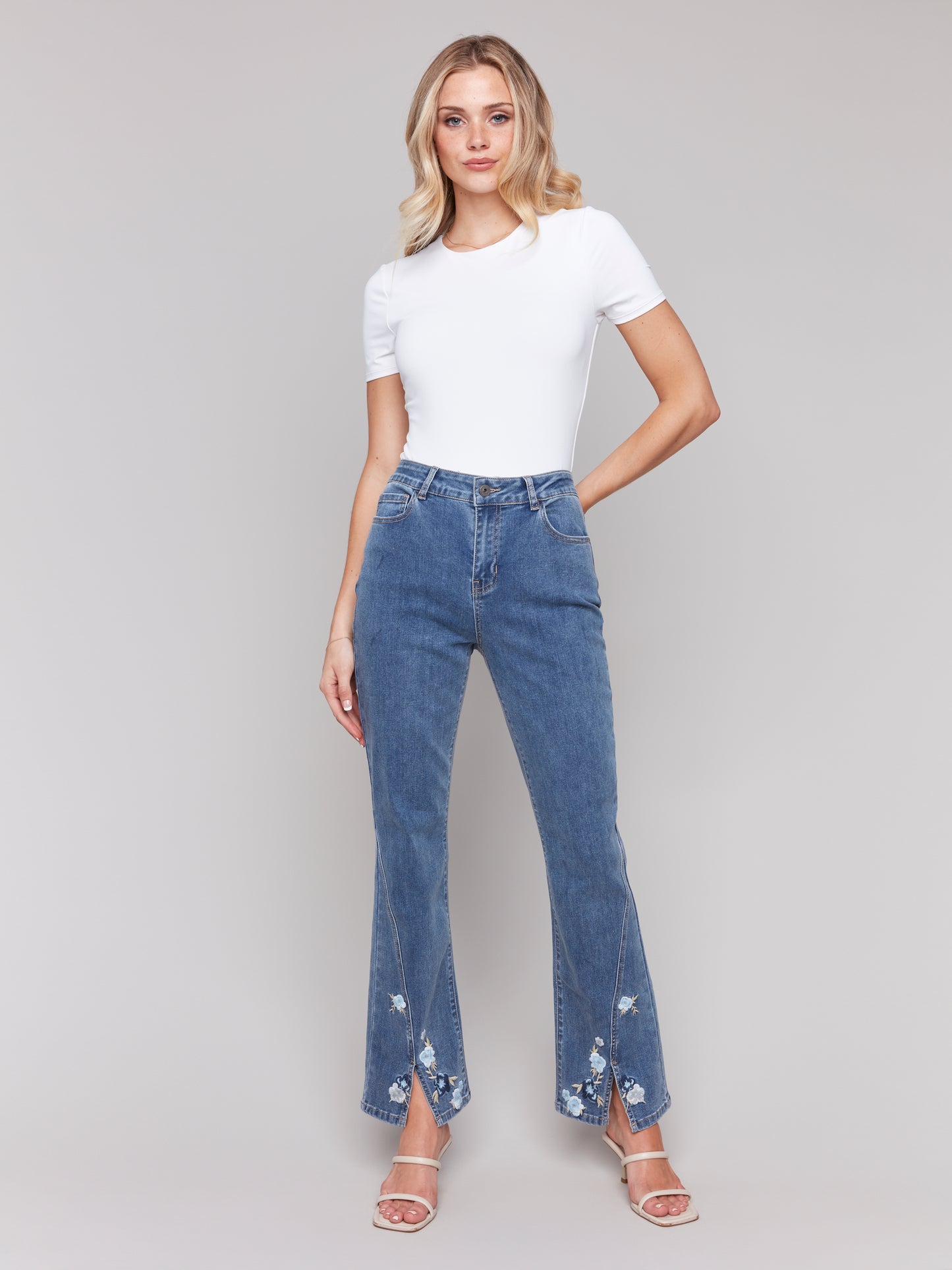 Front Slit Embroidered Pant