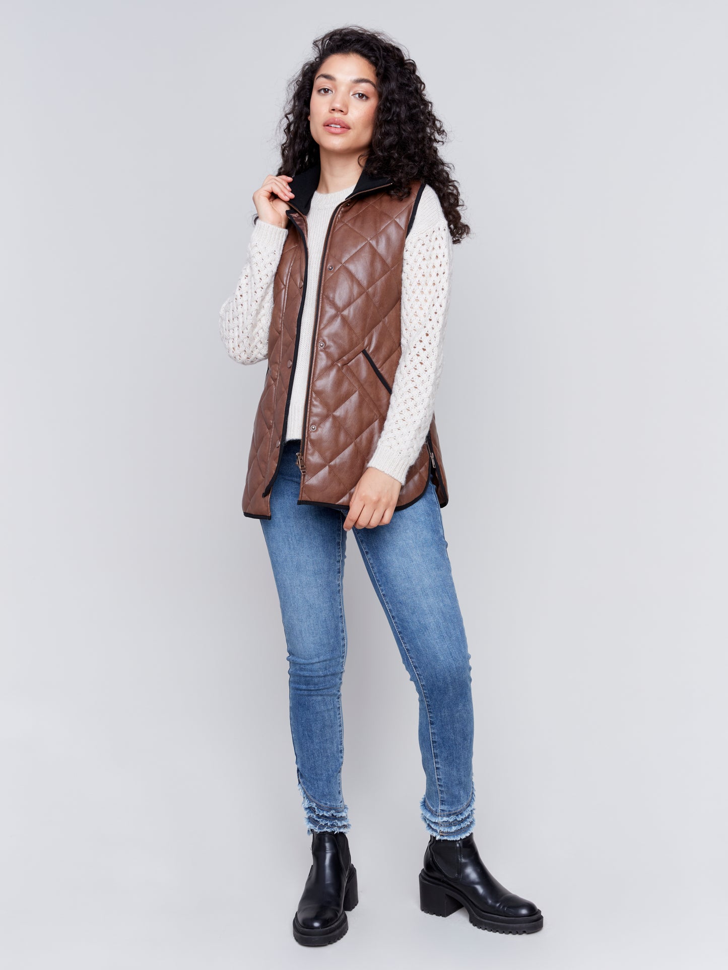 Long Quilted Leather Vest