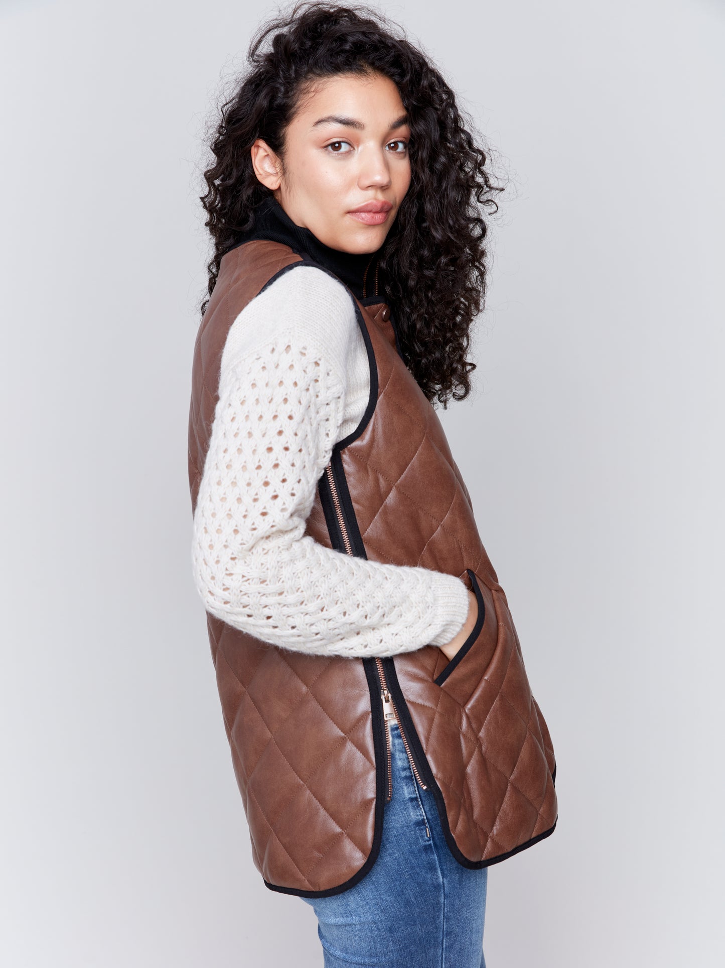 Long Quilted Leather Vest