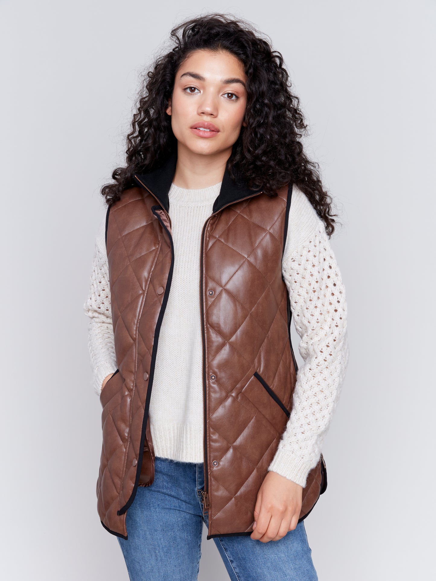 Long Quilted Leather Vest