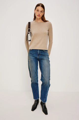 Cotton Cashmere Long Sleeve in Heather Oat