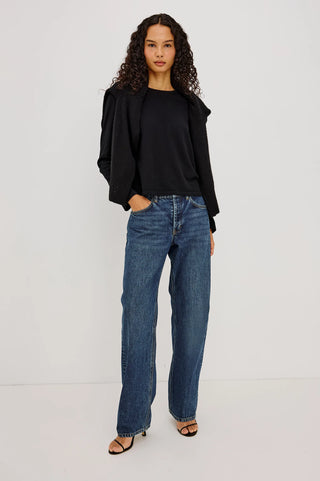 Cotton Cashmere Long Sleeve in Black