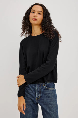 Cotton Cashmere Long Sleeve in Black