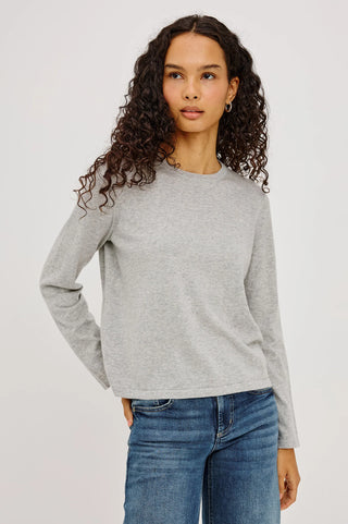 Cotton Cashmere Long Sleeve in Heather Grey