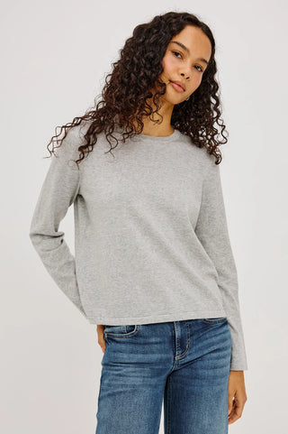 Cotton Cashmere Long Sleeve in Heather Grey