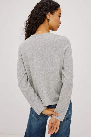 Cotton Cashmere Long Sleeve in Heather Grey