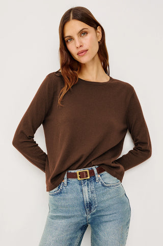 Cotton Cashmere Long Sleeve in Espresso
