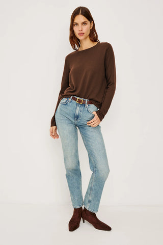 Cotton Cashmere Long Sleeve in Espresso