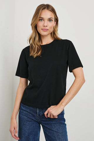 Cotton Cashmere Short Sleeve Tee in Black
