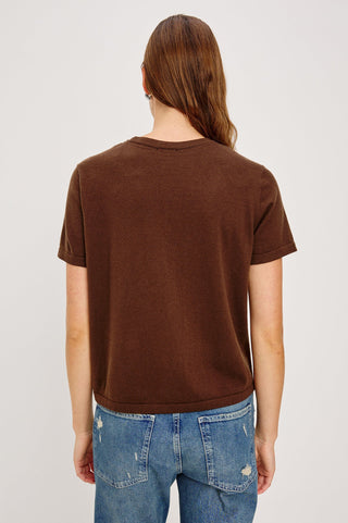 Cotton Cashmere Short Sleeve Tee in Espresso