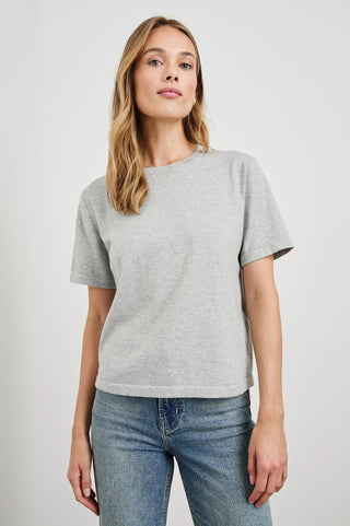 Cotton Cashmere Short Sleeve Tee in Heather Grey