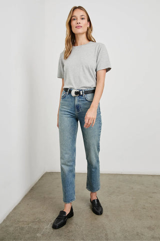 Cotton Cashmere Short Sleeve Tee in Heather Grey