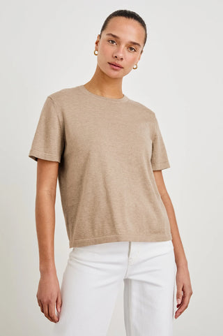 Cotton Cashmere Short Sleeve in Heather Oat