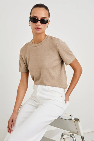 Cotton Cashmere Short Sleeve in Heather Oat