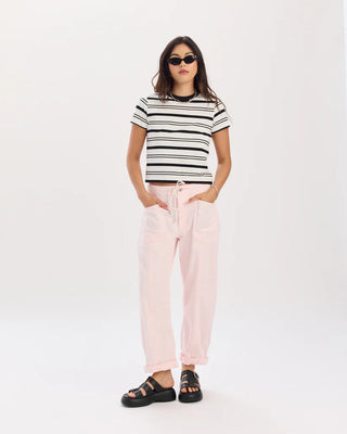 VILLA DRAWSTRING BARREL PANT IN PETAL