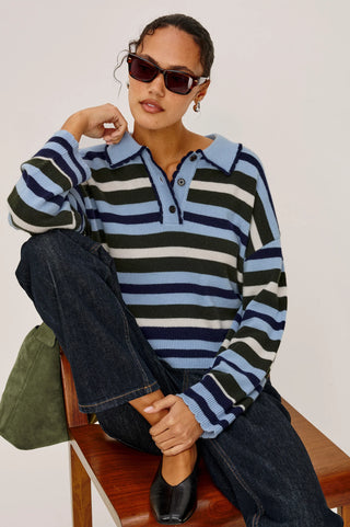 Delora Sweater in Sky Forest Stripe