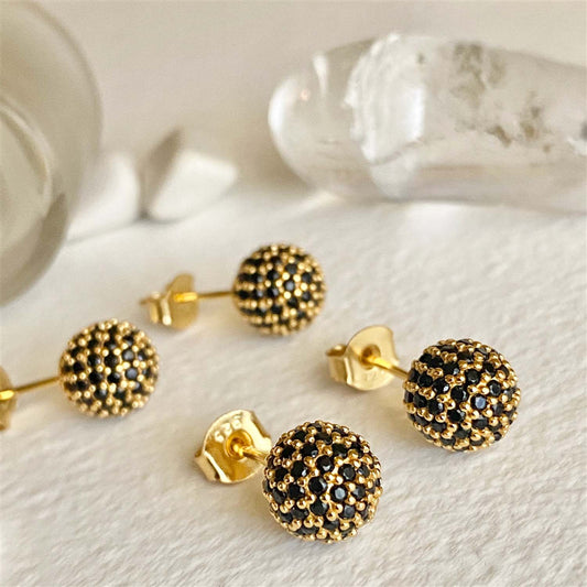 Novasphere Ball Stud Earrings in Gold/Black