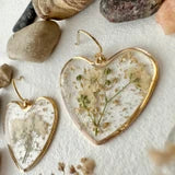Bronte Resin Heart Earrings with Natural Dried Flowers