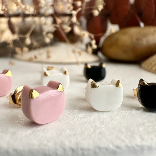 Mew Cat Face Stud Earrings