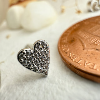 Tresna Heart of Glass Stud Earrings in Silver