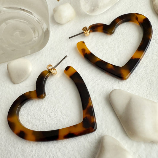 Wilson Heart Hoop Earrings in Leopard