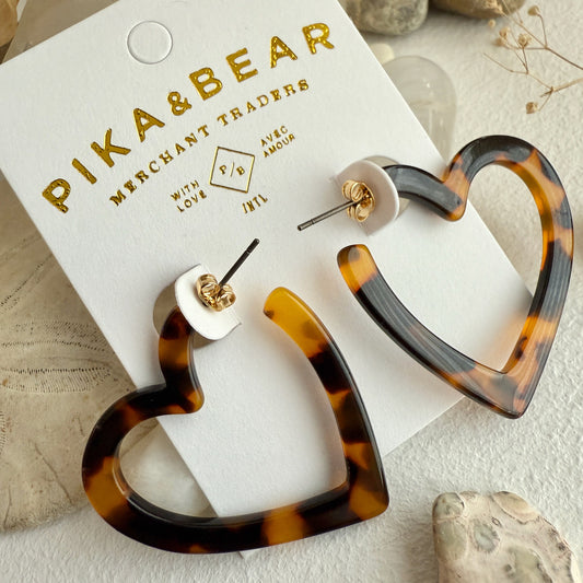 Wilson Heart Hoop Earrings in Leopard