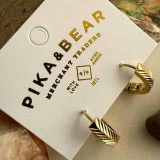 Artemis Chevron Pattern Hoop Earrings in Gold
