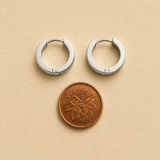 Artemis Chevron Pattern Hoop Earrings in Silver
